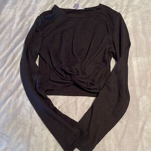 Black crop top with a knot in front